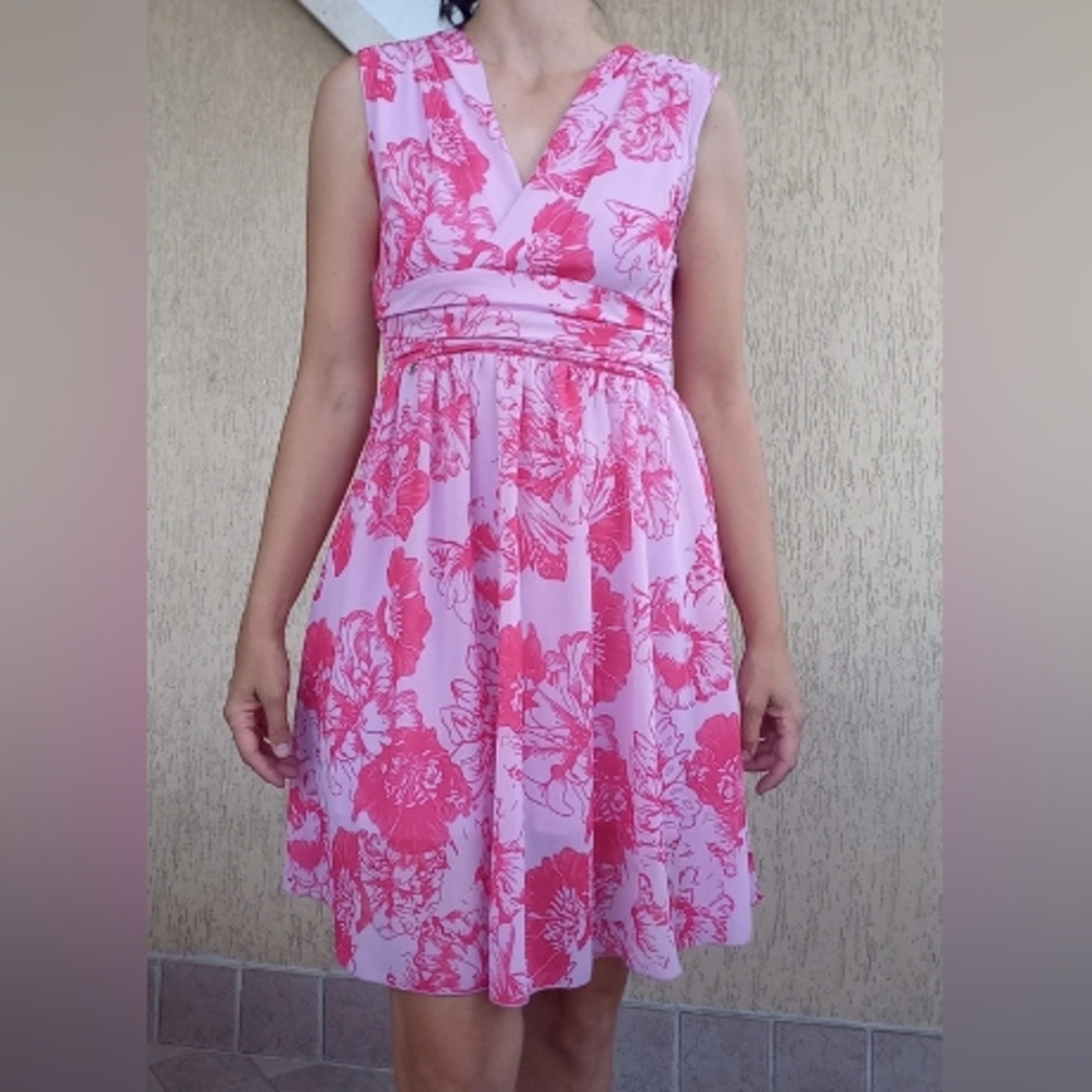 Rinascimento Pink Floral Midi Dress